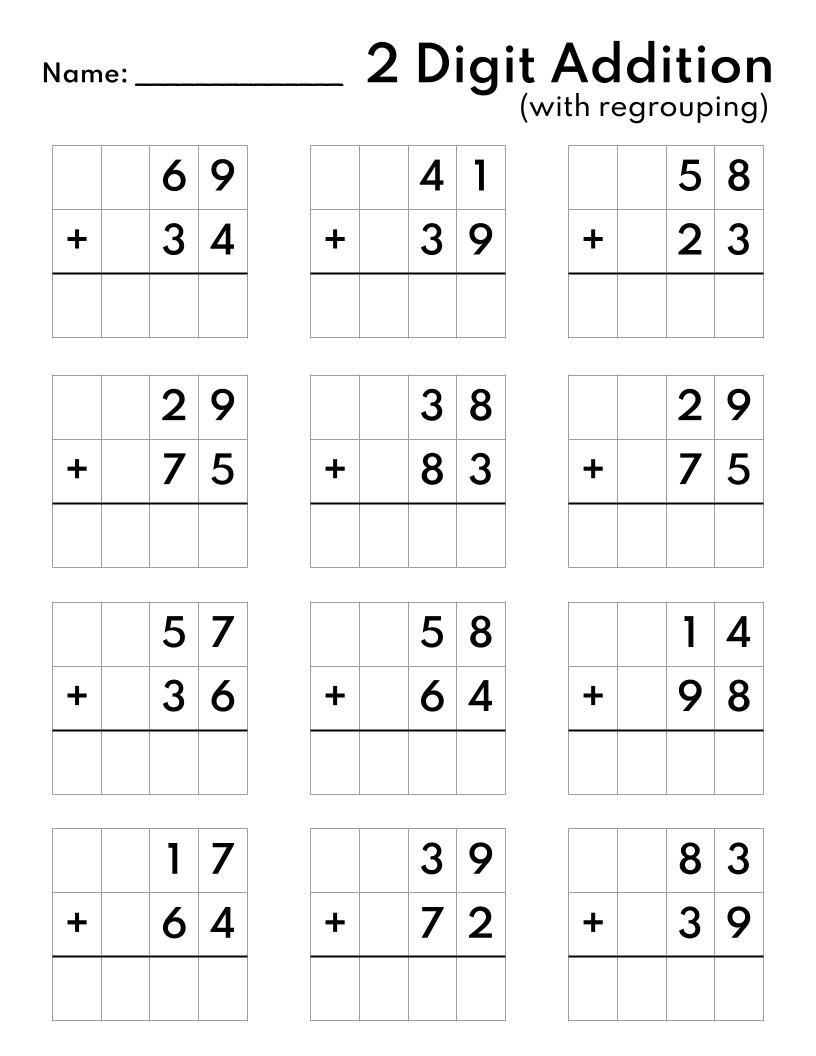 10 Printable Two Digit Addition Worksheets Double Digit Addition Worksheets 1st Grade 2nd Grade Made By Teachers First Grade Simple Addition Worksheet