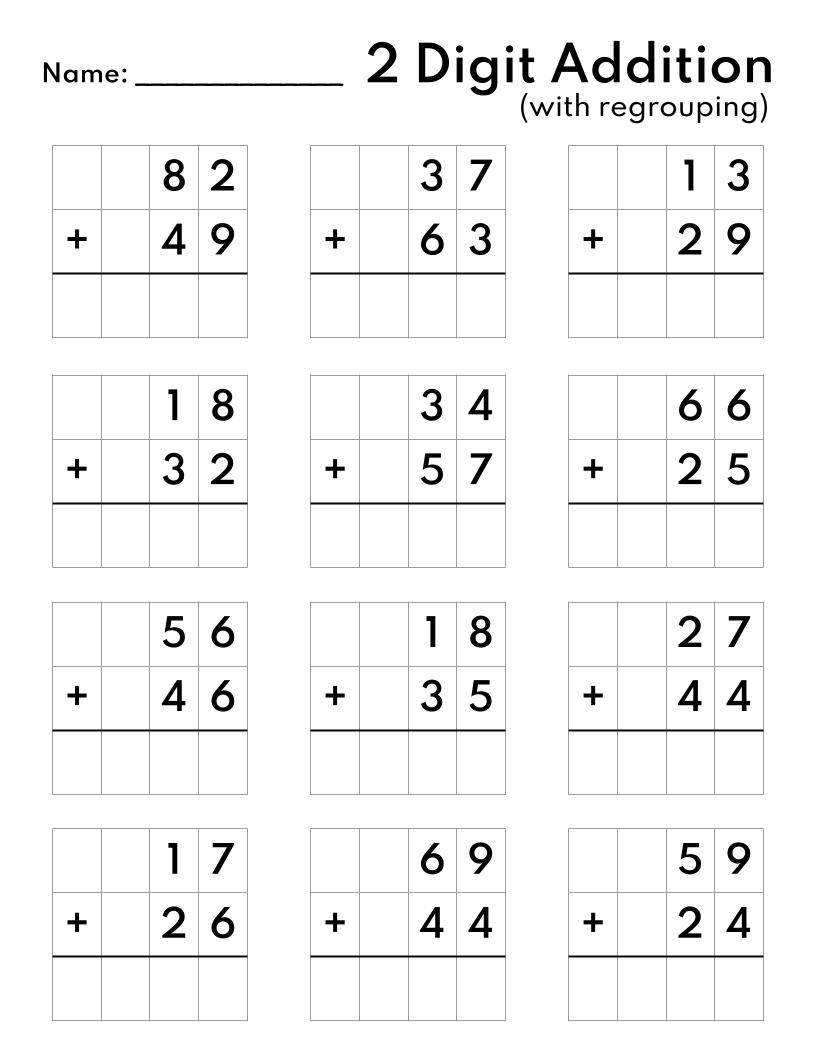 10 Printable Two Digit Addition Worksheets Double Digit Addition Worksheets 1st Grade 2nd Grade Made By Teachers Practice Addition Subtraction 1st Grade Math Worksheet Catholic TheCatholicKid