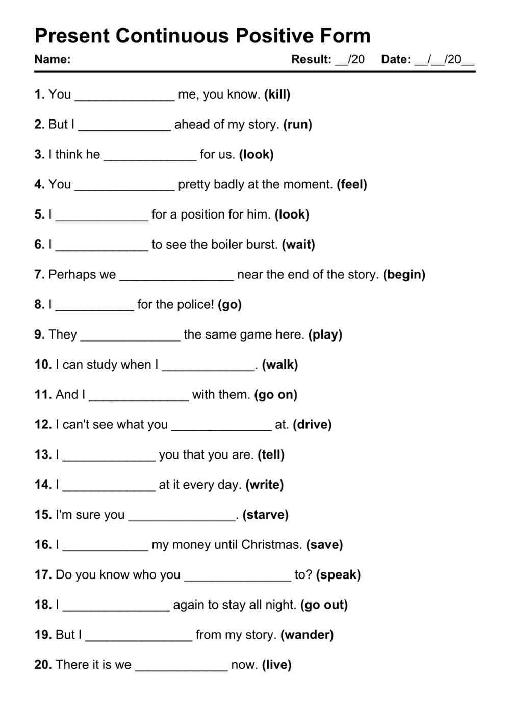 101 Present Continuous Positive PDF Worksheets With Answers Grammarism 101 Present Continuous Positive PDF Worksheets With Answers Grammarism
