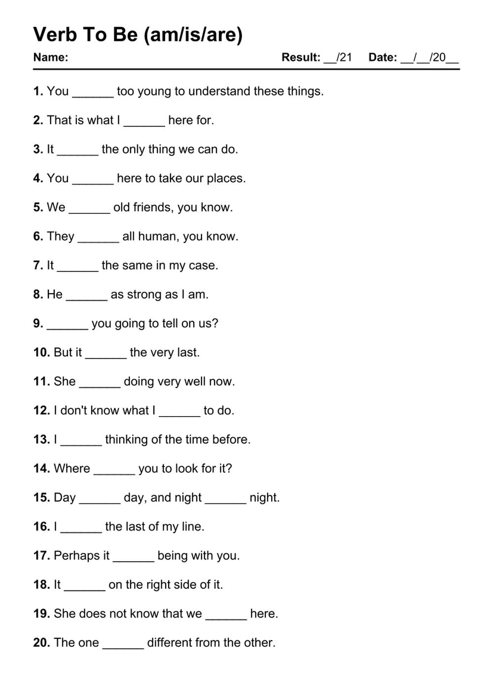 101 Verb To Be PDF Worksheets With Answers 2103 Exercises Grammarism 101 Verb To Be PDF Worksheets With Answers 2103 Exercises Grammarism