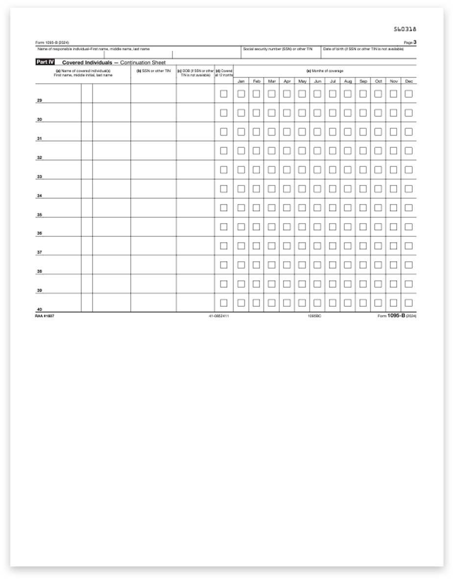 1095 B Continuation Forms For ComplyRight DiscountTaxForms
