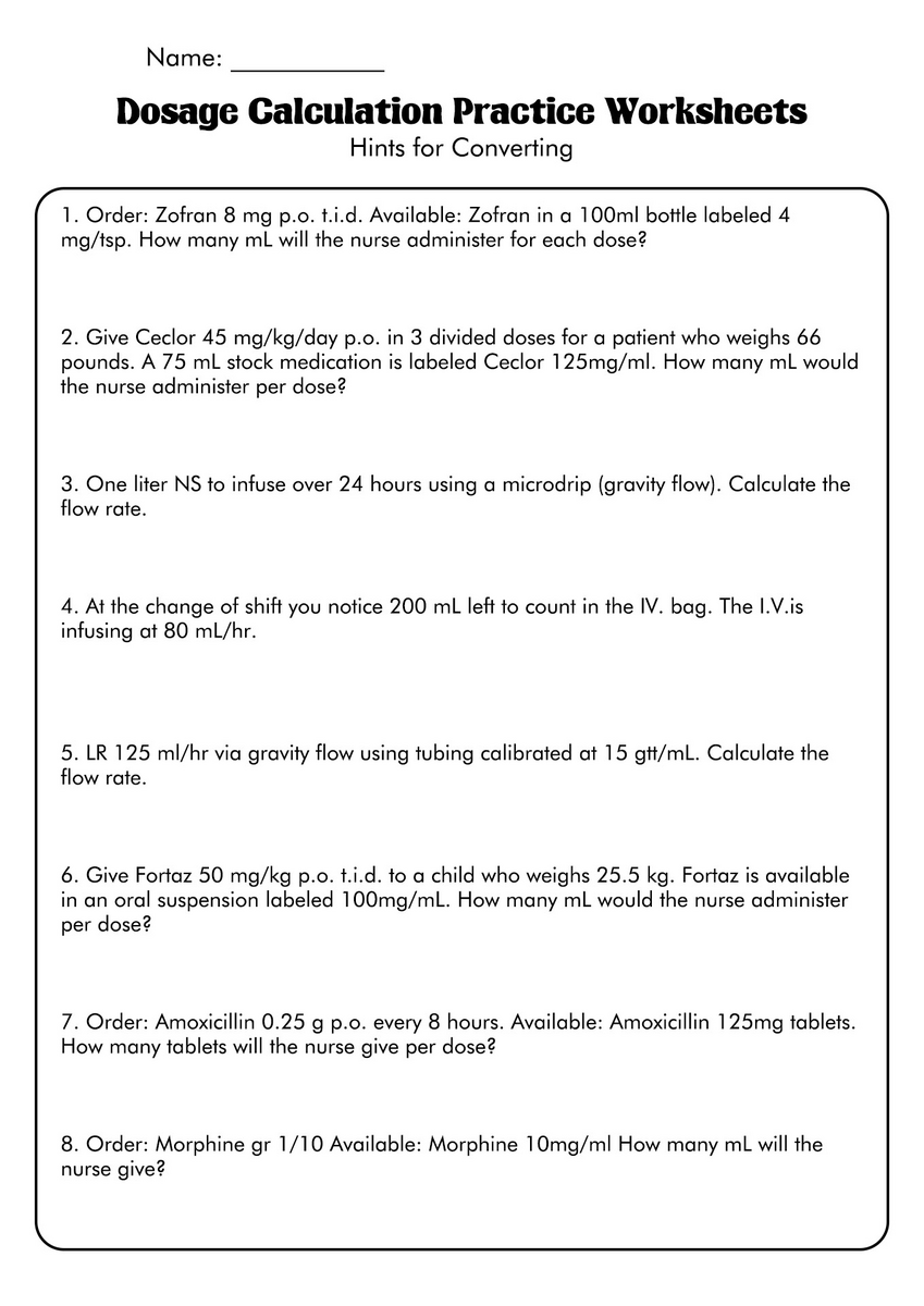 Free Nursing Math Worksheet Download Free Nursing Math Worksheet Png Images Free Worksheets On Clipart Library