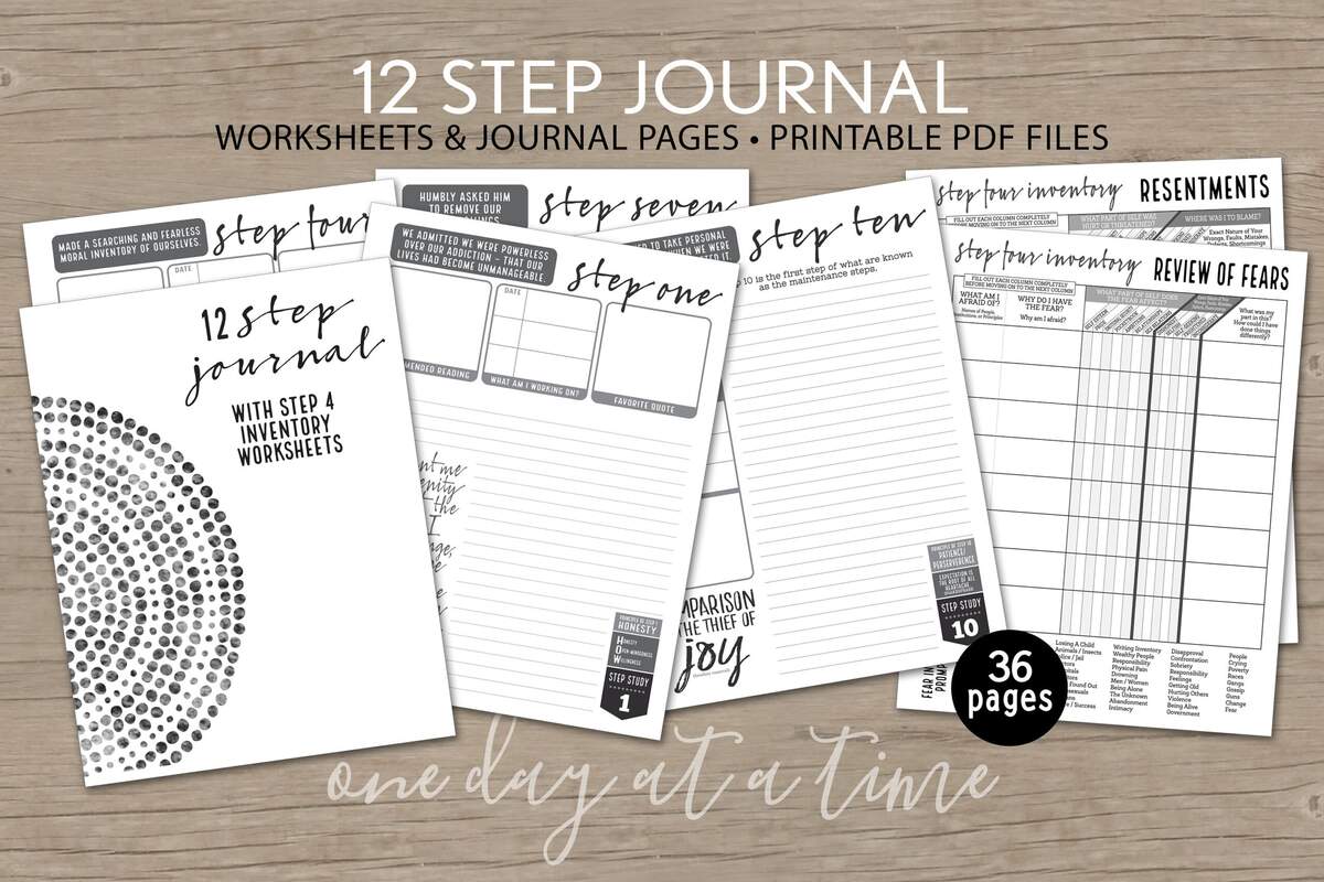 12 Step Journal Plus Step 4 Worksheets Step 10 Inventory AA NA Al anon Addiction Sobriety Recovery Instant Download 8 5x11 Printable PDF Etsy