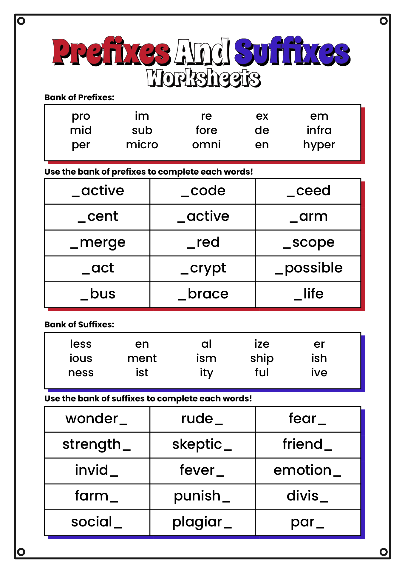 Prefix Worksheets 10 Free PDF Printables Teach Prints