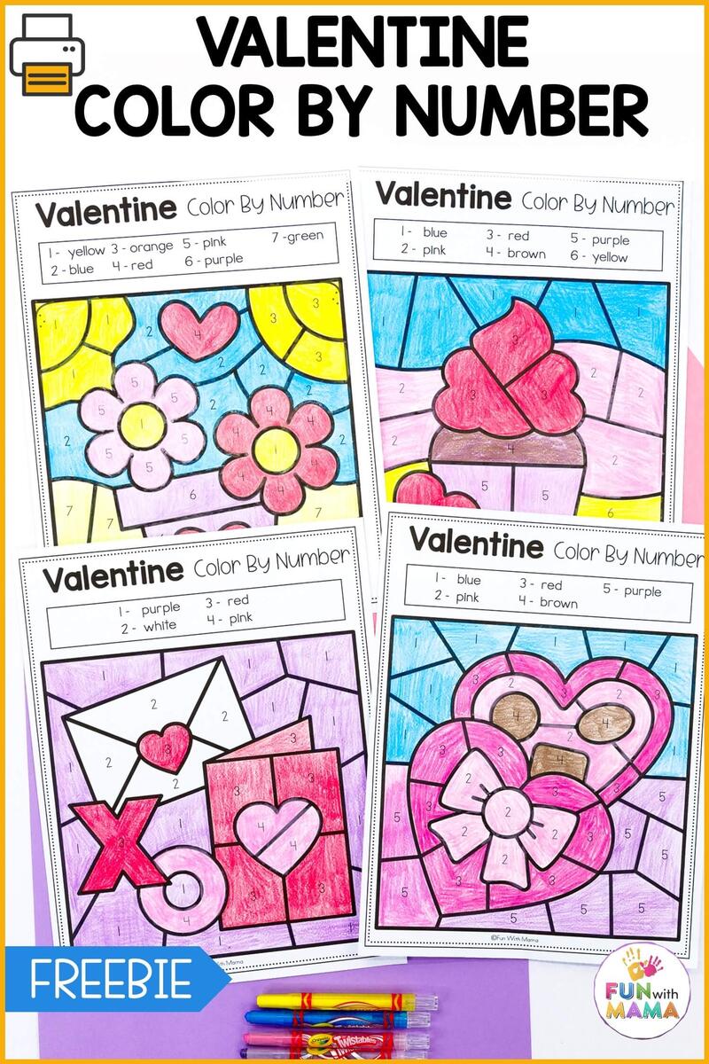 14 Valentines Color By Number Worksheets FREE Printable 14 Valentines Color By Number Worksheets FREE Printable