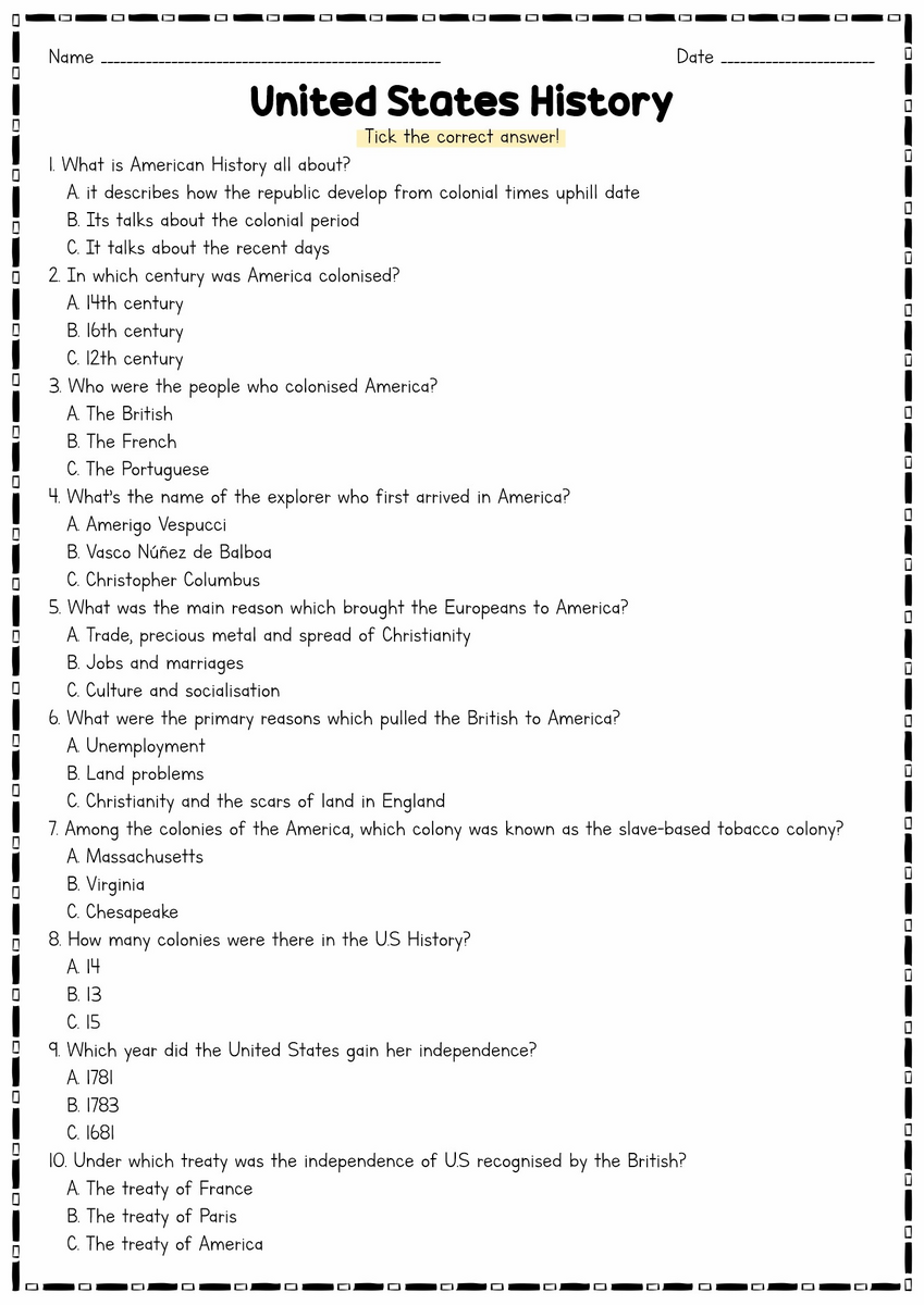 17 U S History Worksheets Free PDF At Worksheeto