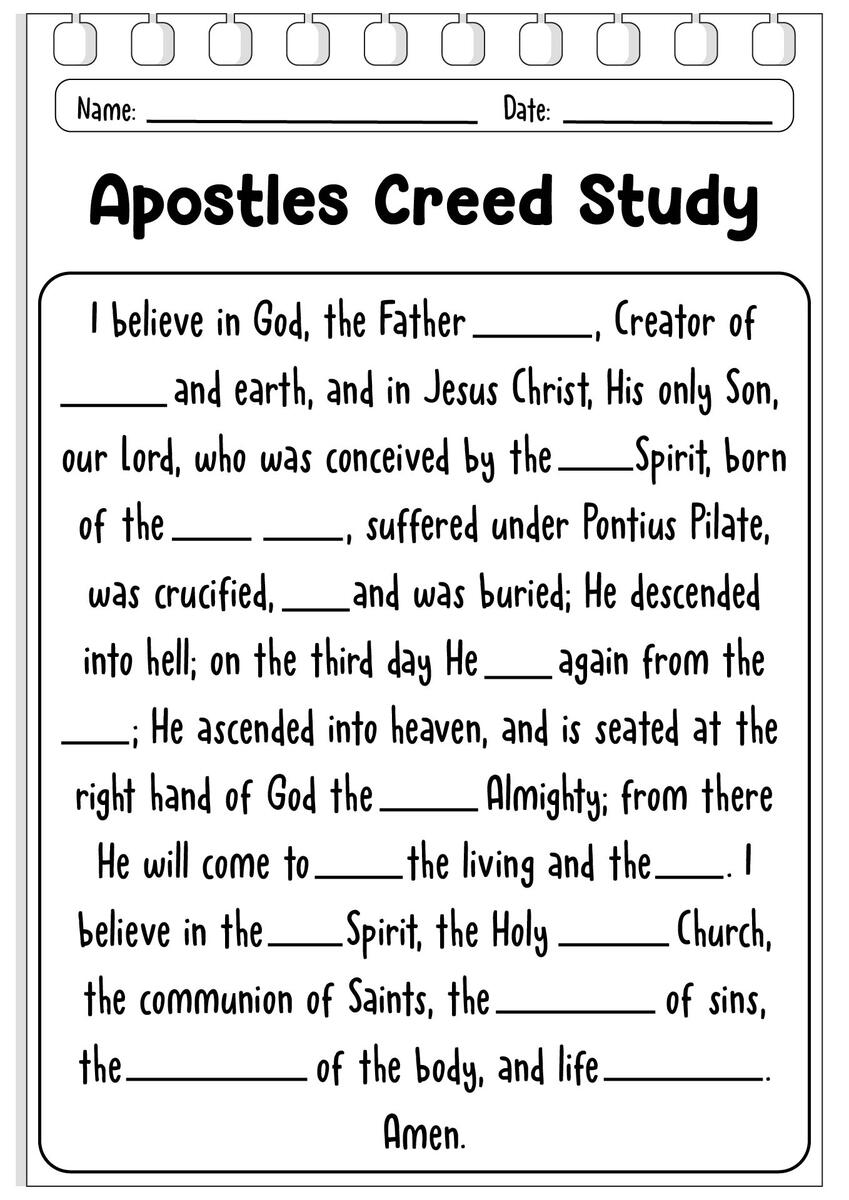 18 Apostles Creed Worksheet Free PDF At Worksheeto