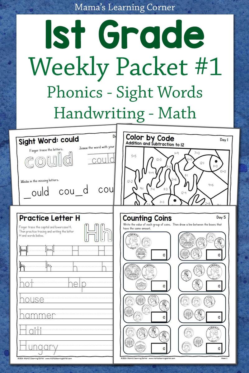 1st Grade Summer Review Worksheets Week 1 Mamas Learning Corner Math Review Page 1st Grade Math Worksheet Catholic TheCatholicKid