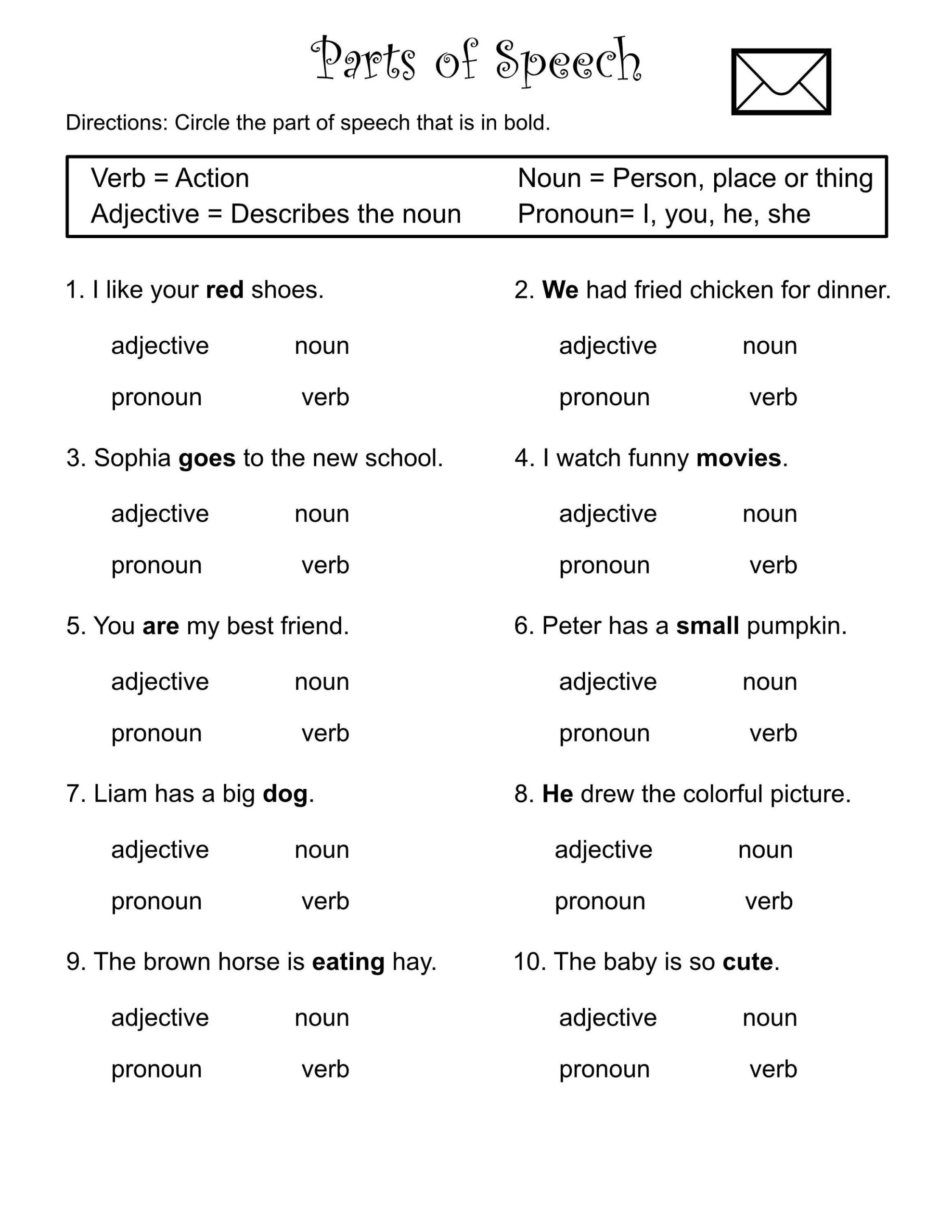 1st Through 3rd Grade Parts Of Speech Worksheets Verbs Nouns Adjectives Pronouns Printable Etsy Israel