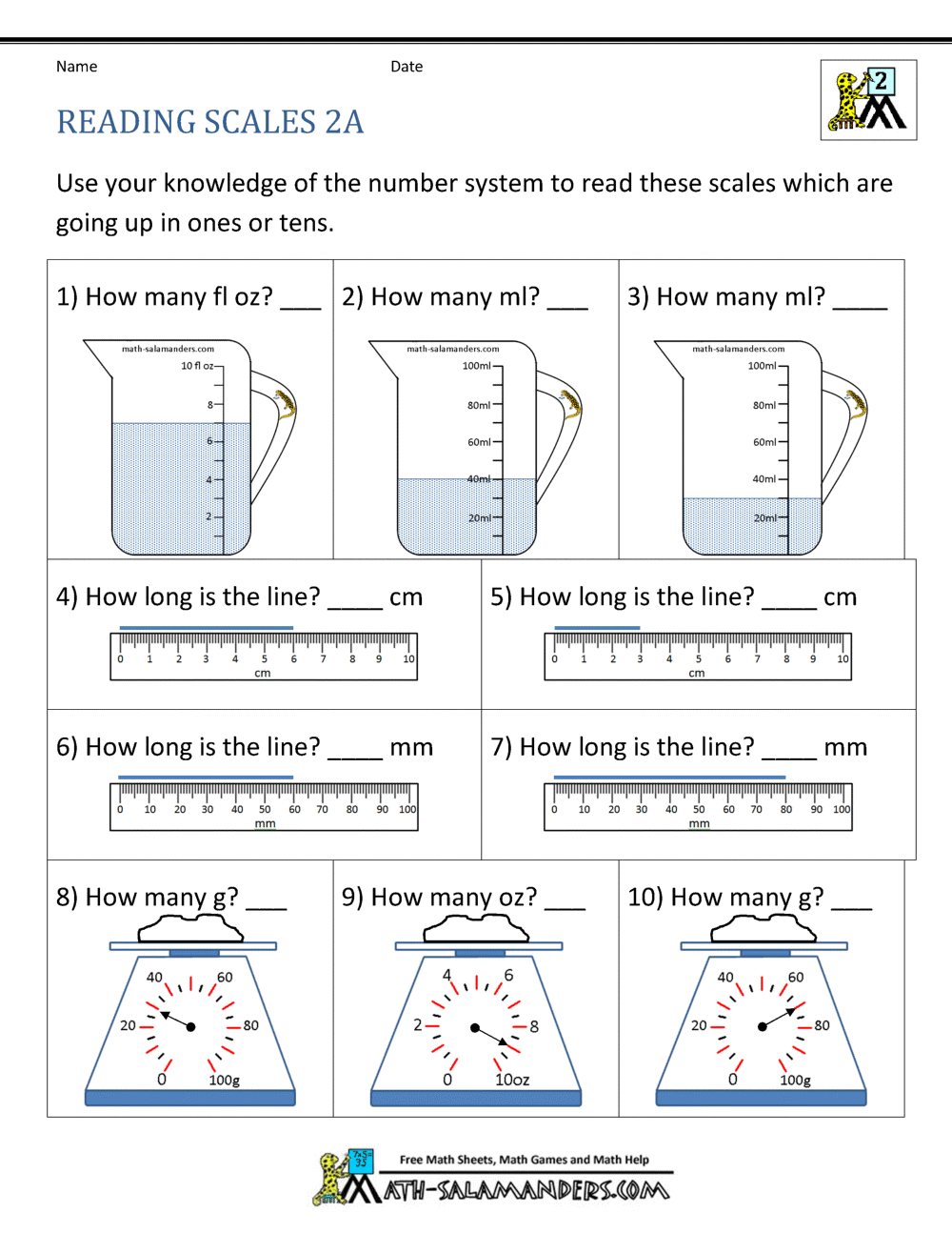 2nd Grade Measurement Worksheets