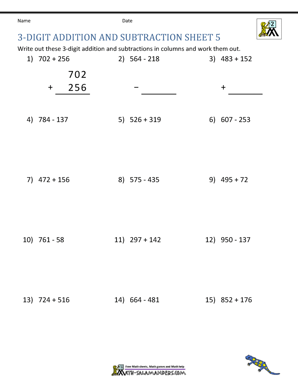 3 Digit Addition And Subtraction Worksheets Math Worksheets Superstar Worksheets