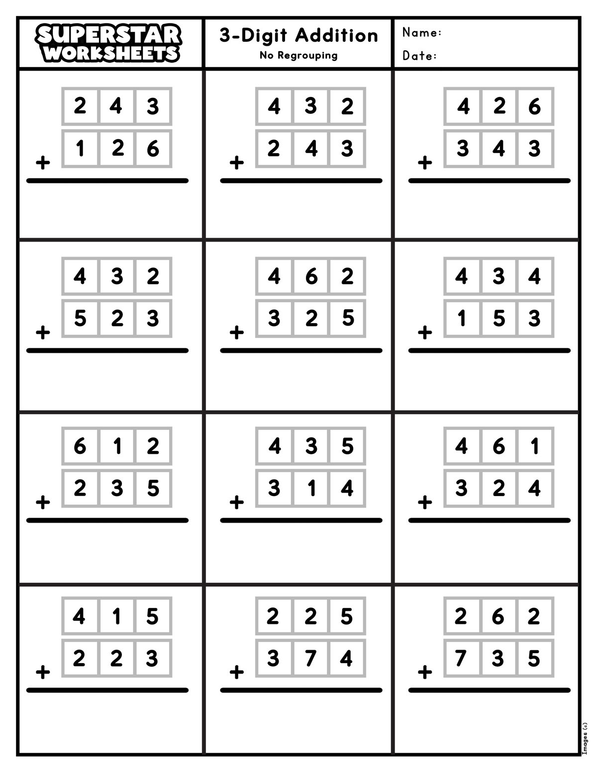 3 Digit Addition Worksheets Superstar Worksheets 3 Digit Addition Worksheets Superstar Worksheets