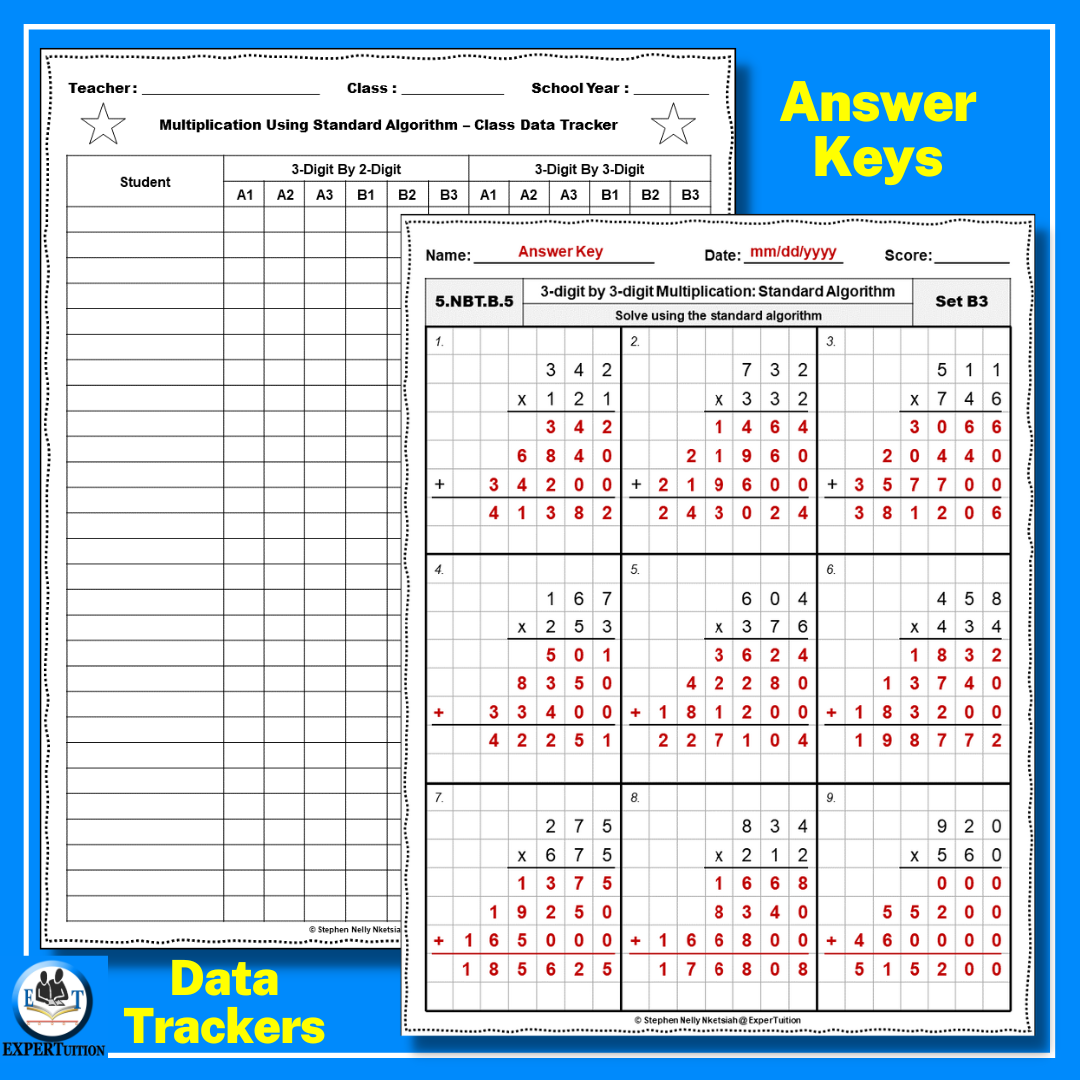 3 Digit By 3 Digit Long Multiplication Worksheets Made By Teachers