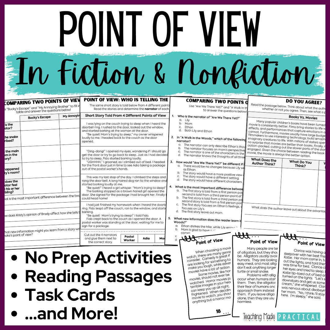 3 Free Point Of View Worksheets For 3rd 4th And 5th Grade Teaching Made Practical