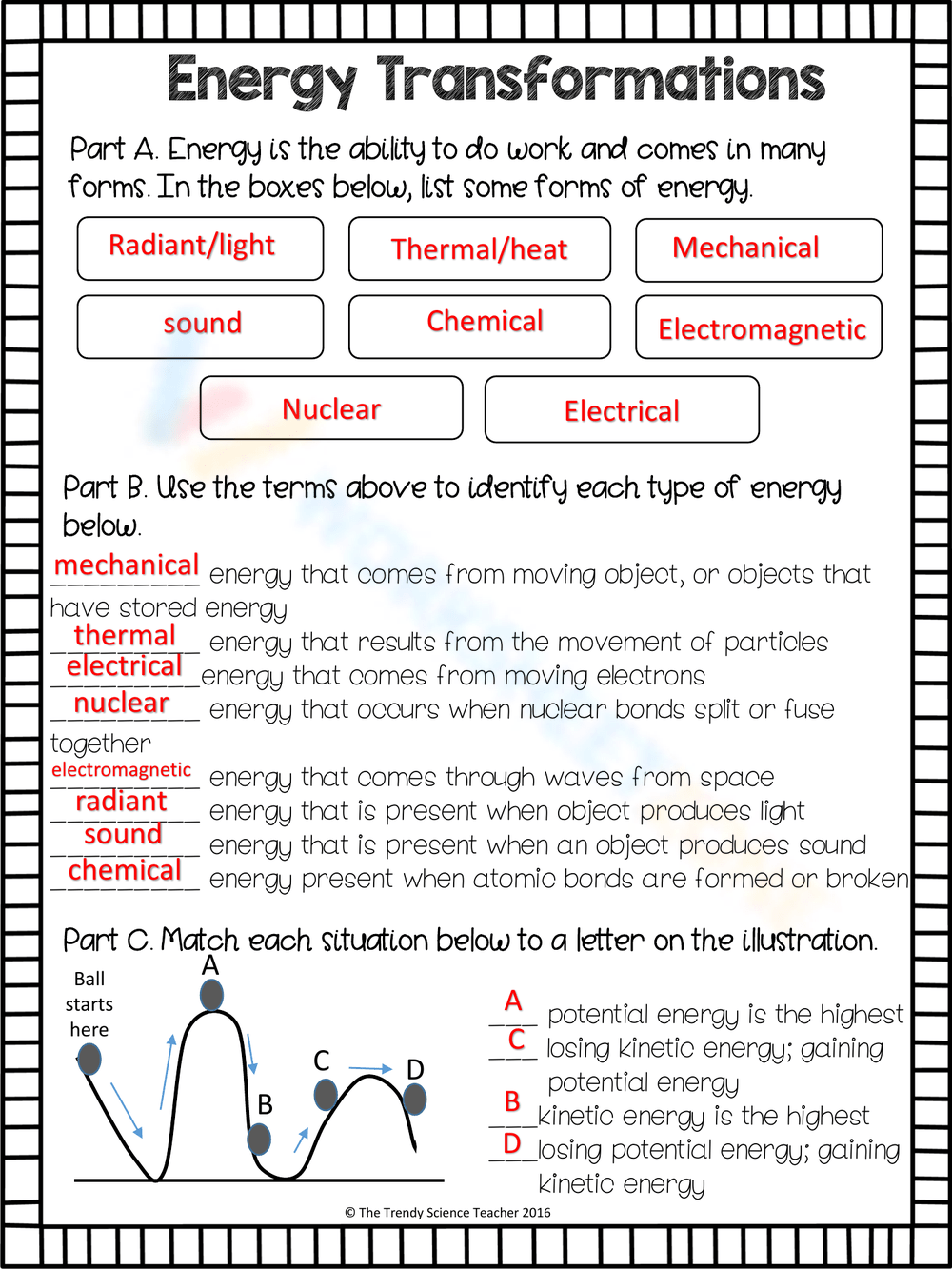 3rd Grade Forms Of Energy Worksheets