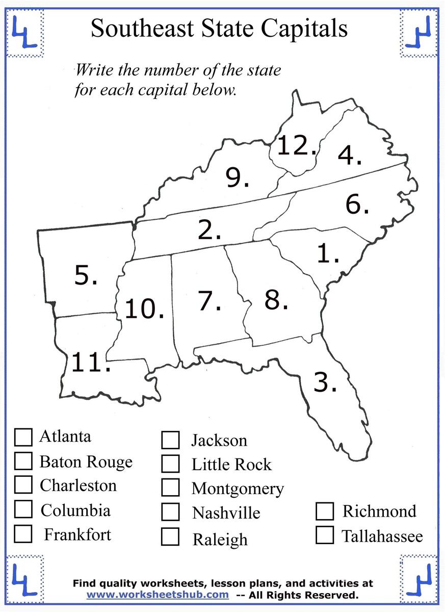 4th Grade Social Studies Southeast Region States