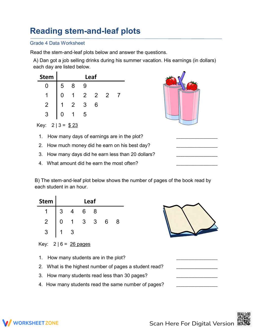 4th Grade Stem And Leaf Plot Worksheets