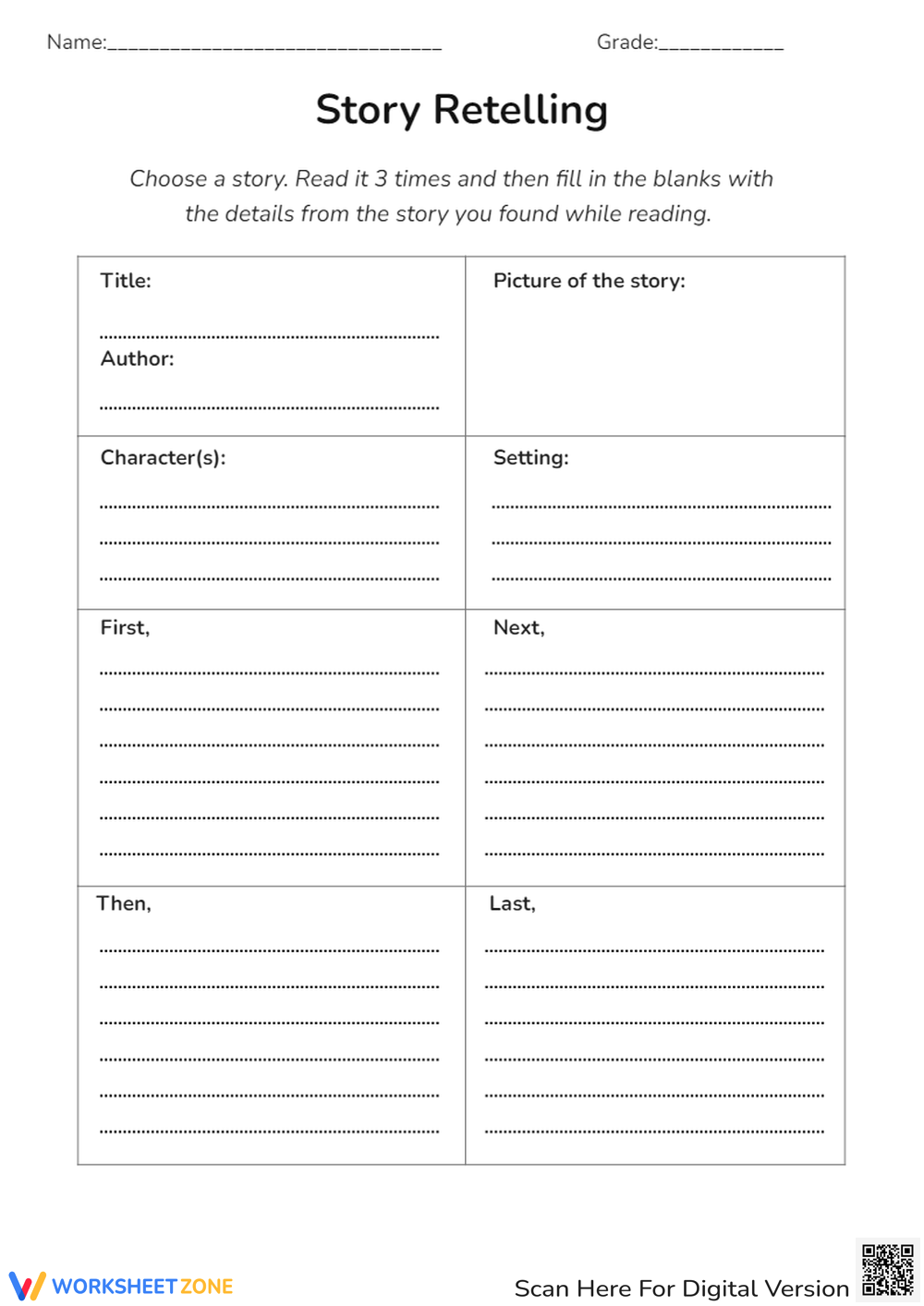 4th Grade Story Elements Worksheets Printable