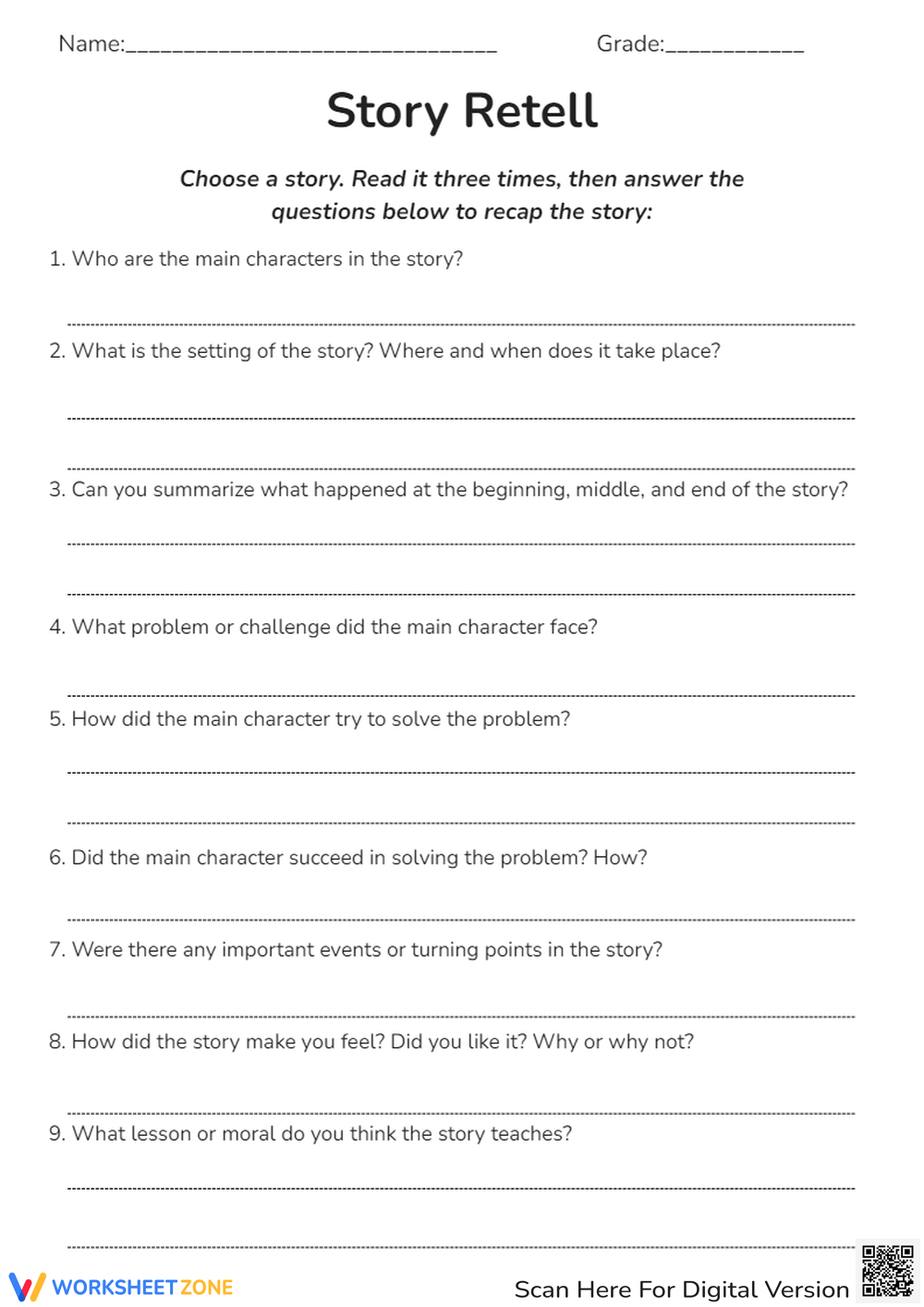4th Grade Story Elements Worksheets Printable