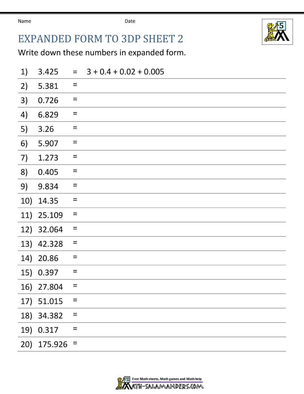 Converting Forms Worksheets