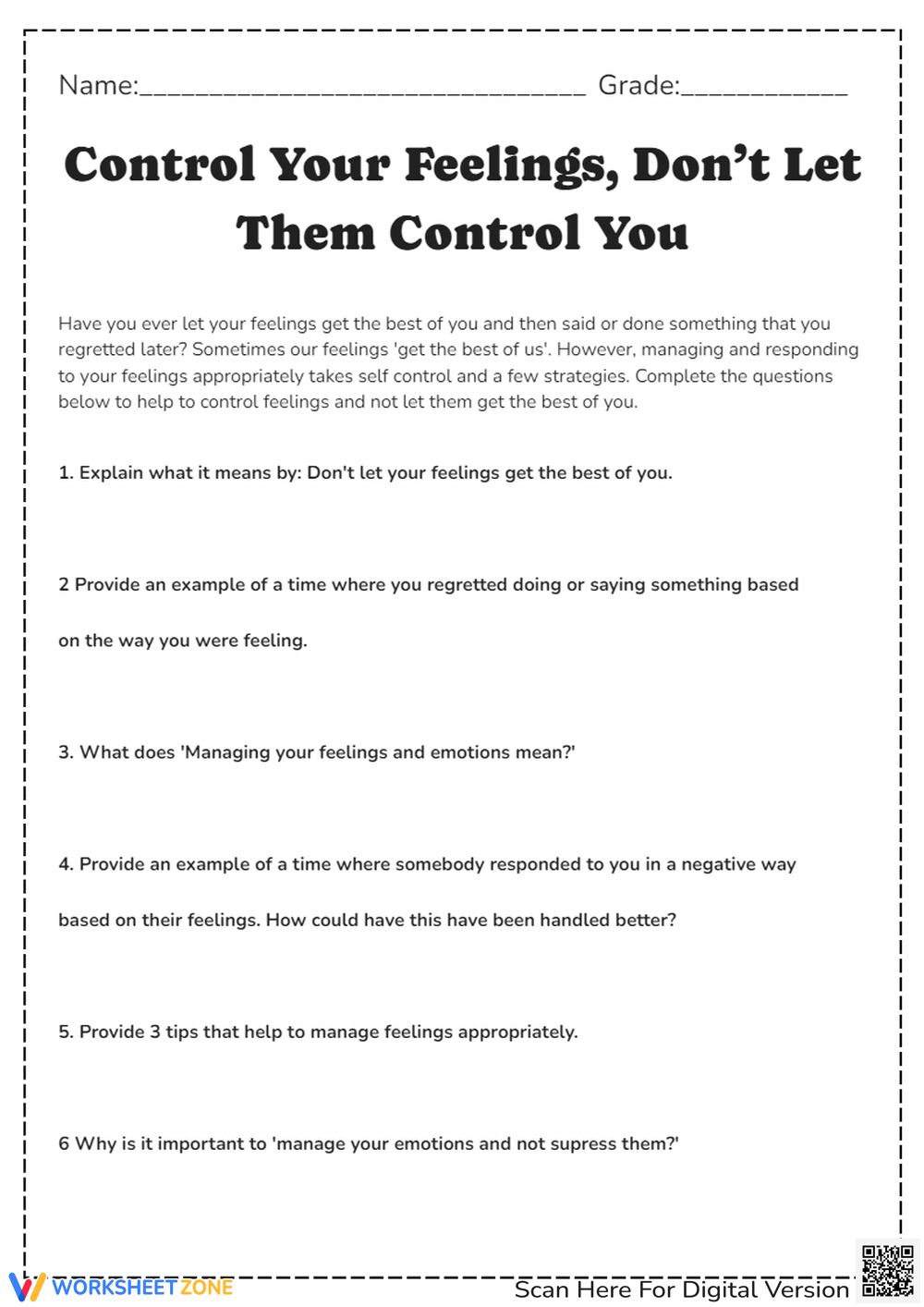 5th Grade Self Control Worksheets 5th Grade Self Control Worksheets