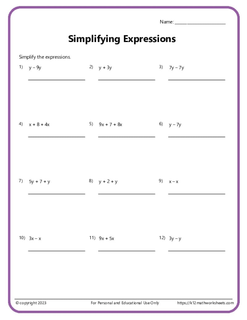 6th Grade Algebra Worksheets 6th Grade Algebra Worksheets
