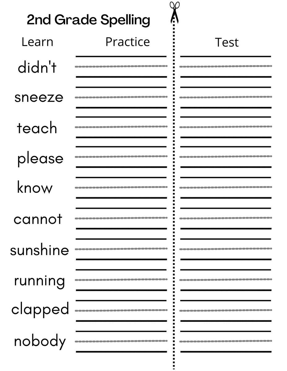 8 Printable Second Grade Writing Spelling Worksheets Spelling Test Etsy Printable Second Grade Worksheets Grade Spelling 2nd Grade Worksheets Library