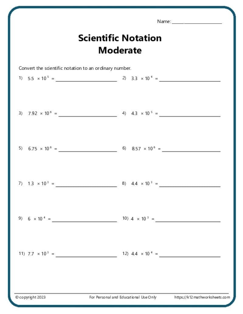 Eighth Grade Multiplication Of Exponents Worksheet