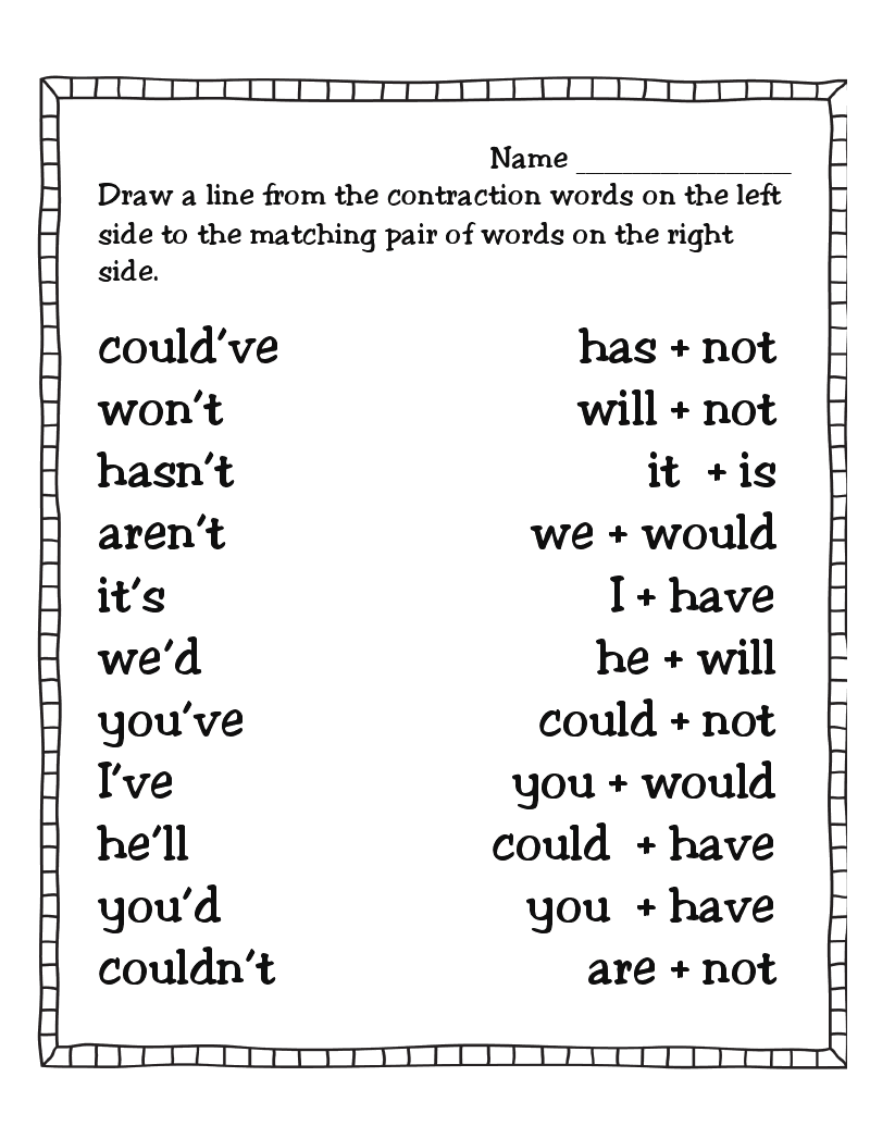 9 Contractions Ideas Contraction Worksheet Teaching 2nd Grade Reading 10 Printable Contractions Worksheets 1st 2nd Grade ELA Worksheets Etsy