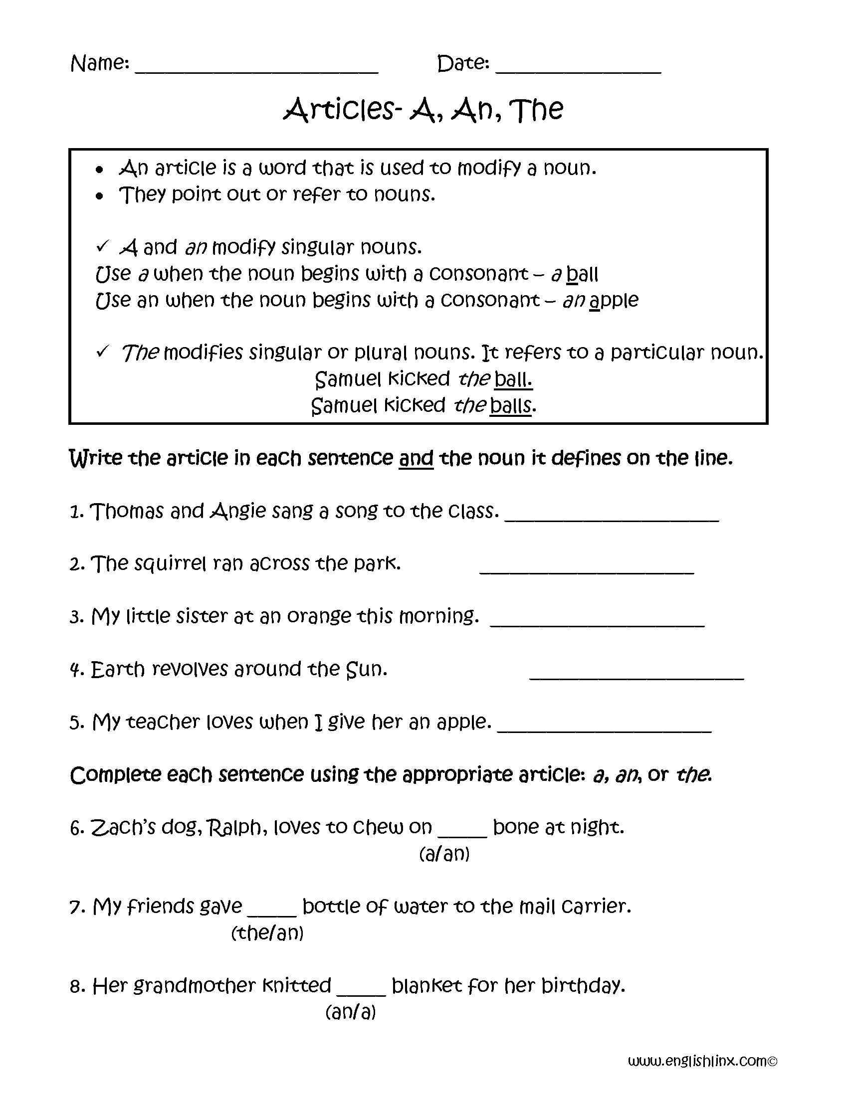 17 English Articles Worksheet Free PDF At Worksheeto