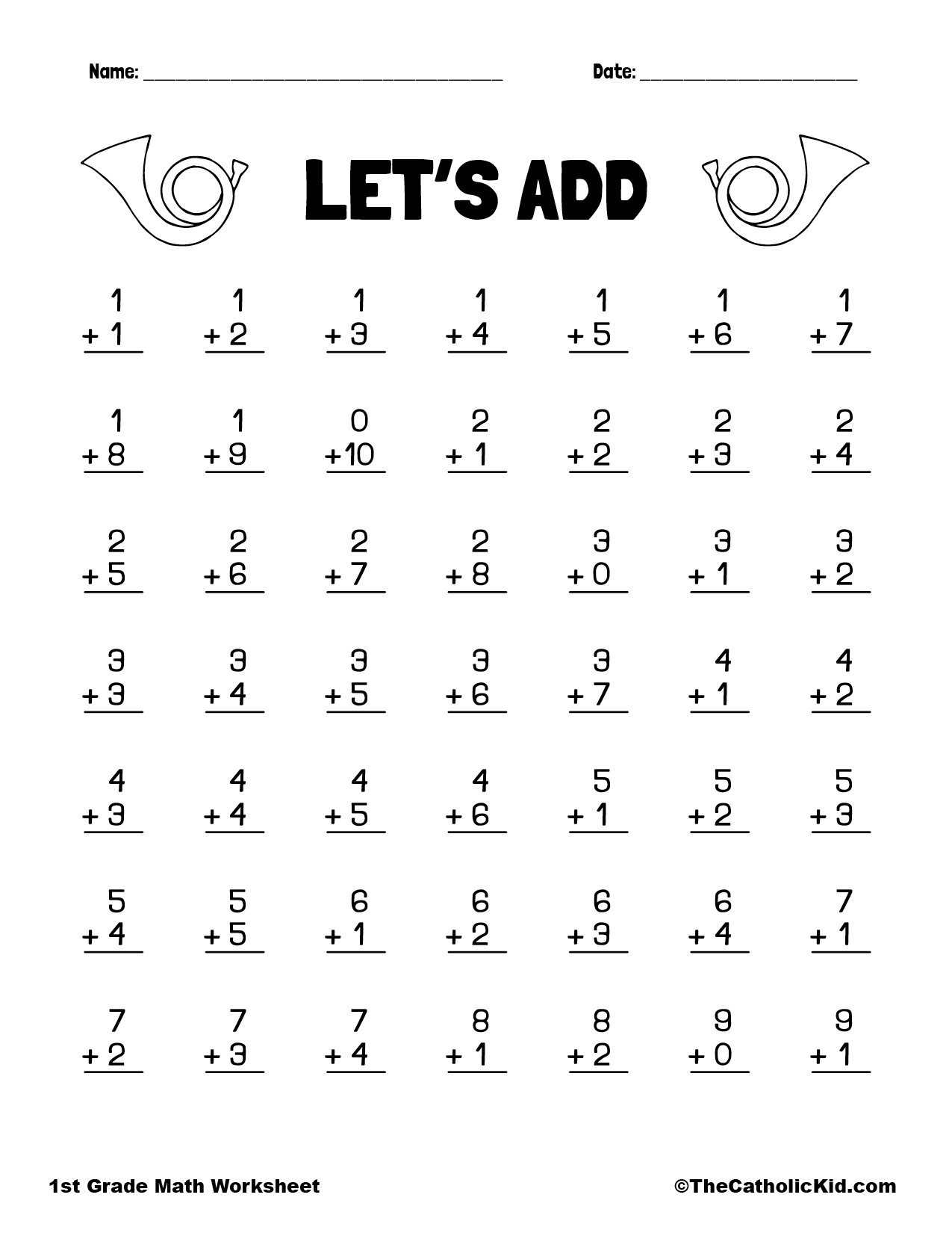 Practice Addition Subtraction 1st Grade Math Worksheet Catholic TheCatholicKid