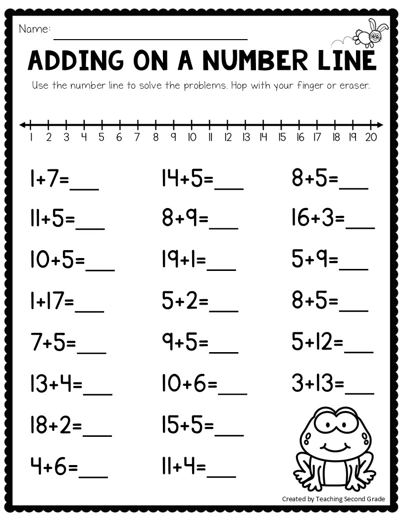 Addition Using A Number Line Worksheets No Prep Math Worksheets 1st 2nd Grade Teaching Ideas Made Easy 1st Grade Math Worksheets Free Printables