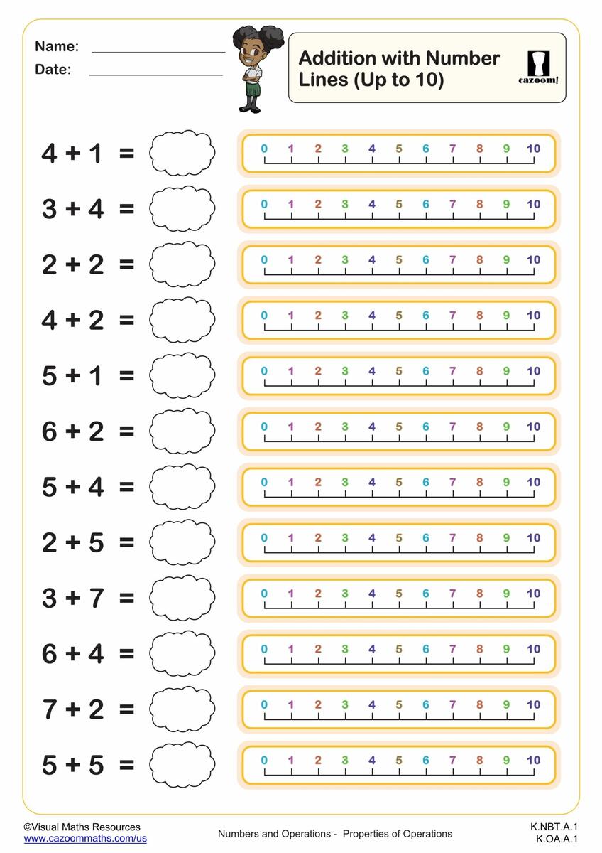 Addition With Number Lines Up To 18 PDF Printable Addition Worksheets Cazoom Math Addition With Number Lines Up To 18 PDF Printable Addition Worksheets Cazoom Math