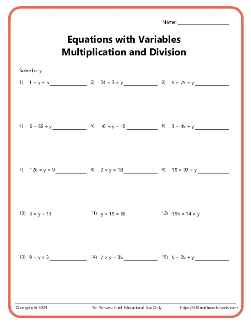 Algebra Worksheets K12 Math Worksheets Multiplication Worksheets K12 Math Worksheets