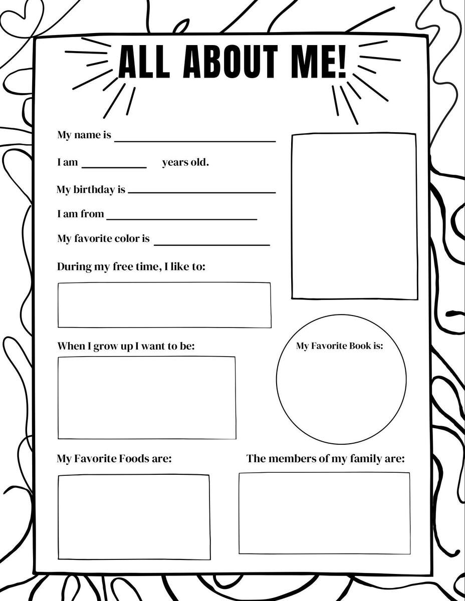 All About Me Reusable Digital Printable Worksheet For Kids Etsy