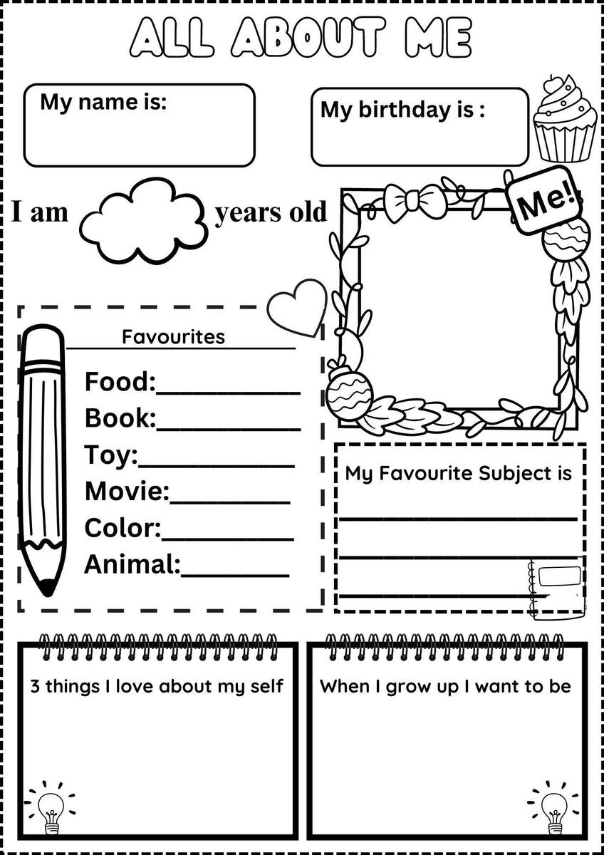 Page 3 Free And Printable All About Me Worksheet Templates Canva