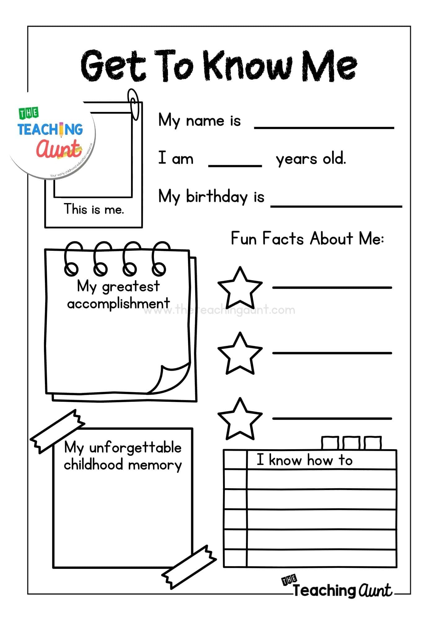 All About Me Worksheets Free Printable The Teaching Aunt Free And Printable All About Me Worksheet Templates Canva