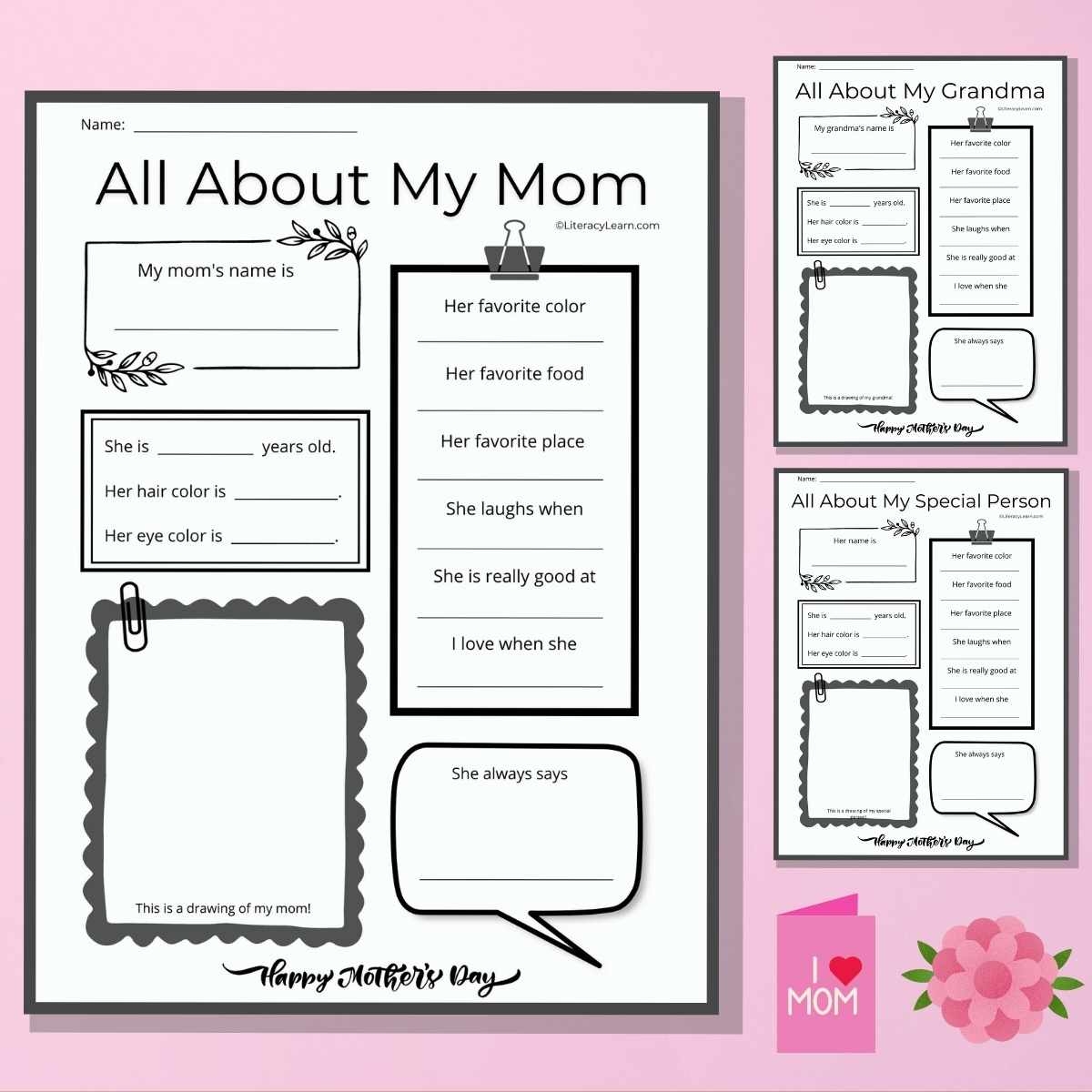 All About Mom Free Printables For Mother S Day Literacy Learn