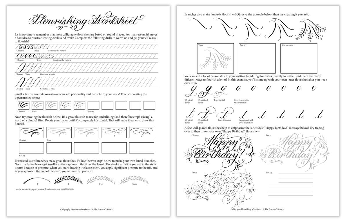 Printable Pencil Calligraphy Worksheet The Postman S Knock