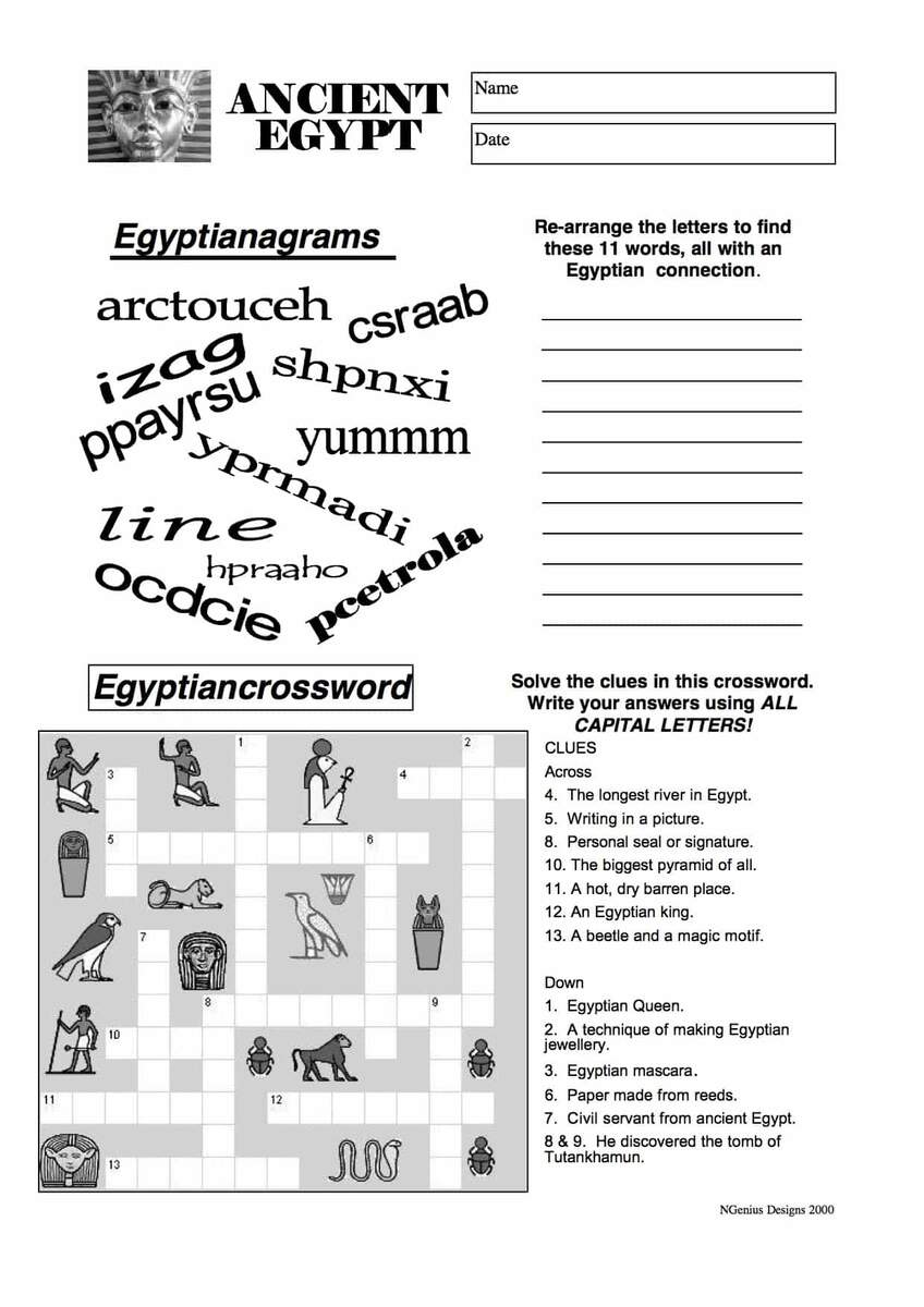 Ancient Egypt Anagram And Crossword Free PDF Download Ancient Egypt Anagram And Crossword Free PDF Download