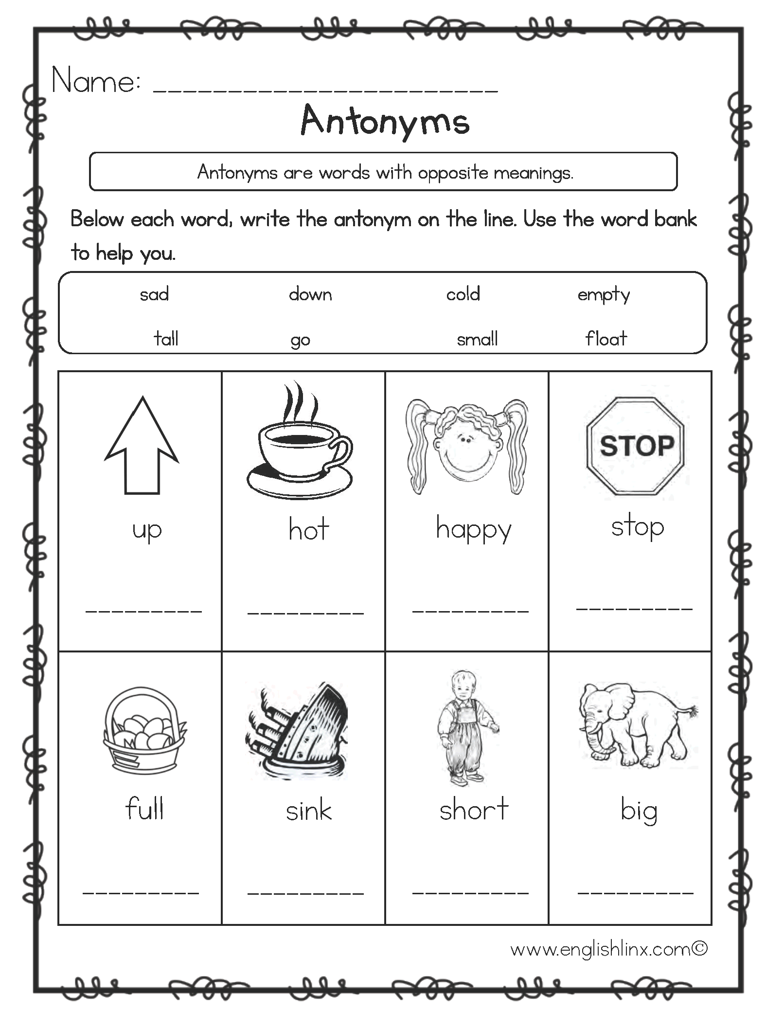 Antonyms Worksheets Free Printable Opposite Word Activities Antonyms Worksheets Free Printable Opposite Word Activities