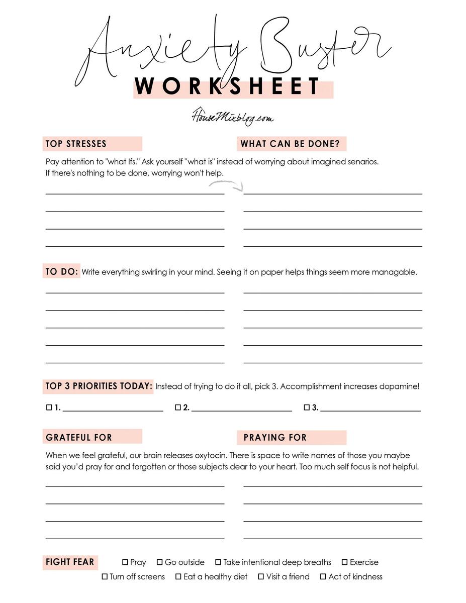 Anxiety Buster Worksheet No Fear Verses Printable House Mix Anxiety Buster Worksheet No Fear Verses Printable House Mix