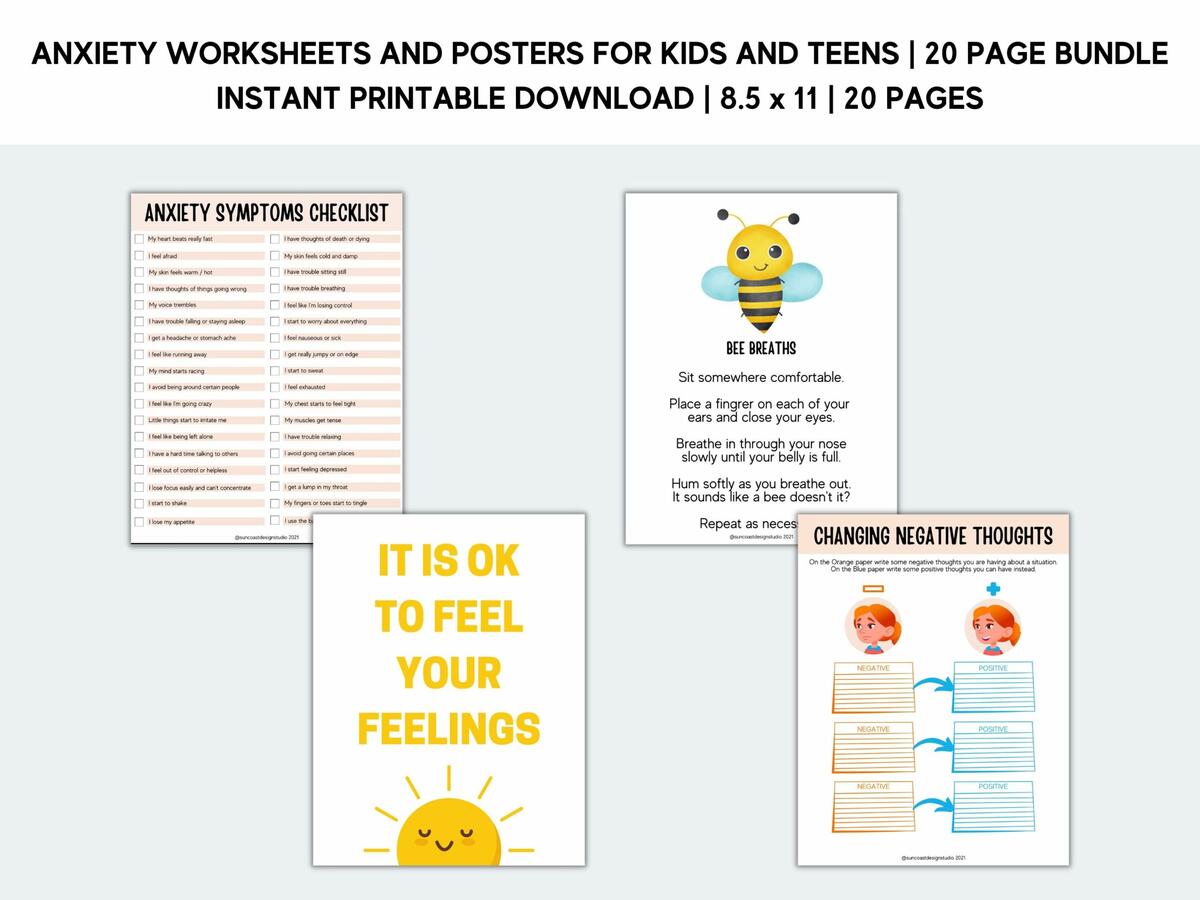 Anxiety Worksheets Printable Bundle For Kids And Teens Therapy Counseling Social Anxiety Emotional Learning Classful Anxiety Buster Worksheet No Fear Verses Printable House Mix