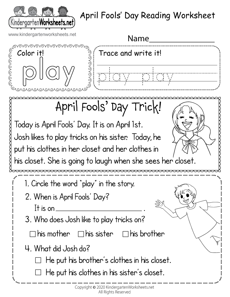 April Fools Day Reading Worksheet Free Printable Digital PDF Easter Math Worksheet Free Printable Digital PDF
