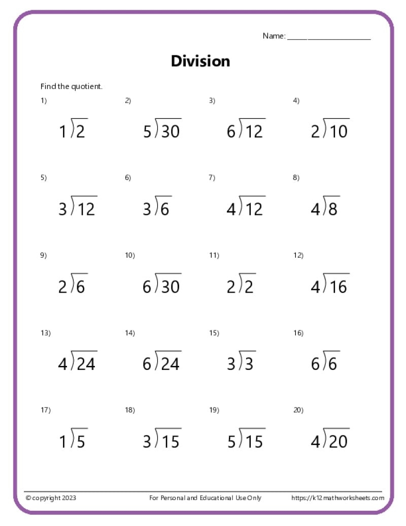 Basic Division Worksheets Division Worksheets Problems Free Printable Math Drills Free Printables Lettering SVG Files Tools Apps