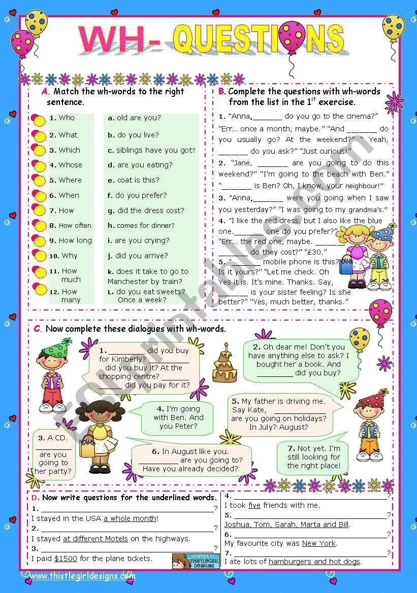 Basic Wh Questions 1 ESL Worksheet By Mena22