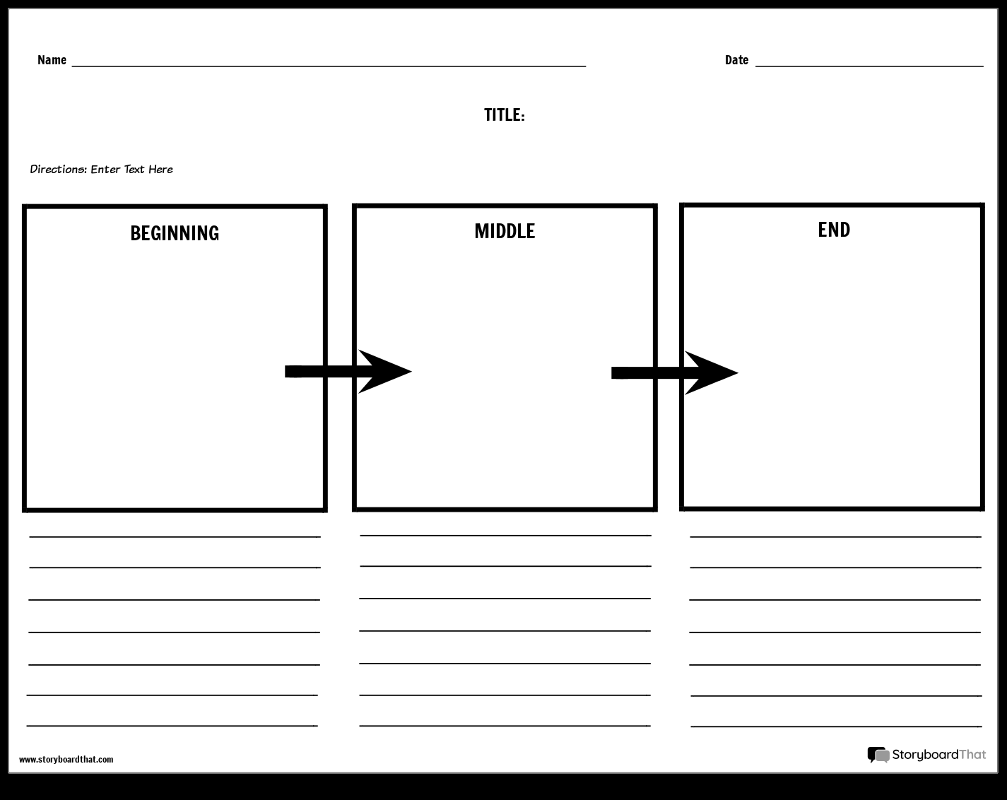 Beginning Middle End Template Flow Chart Storyboard