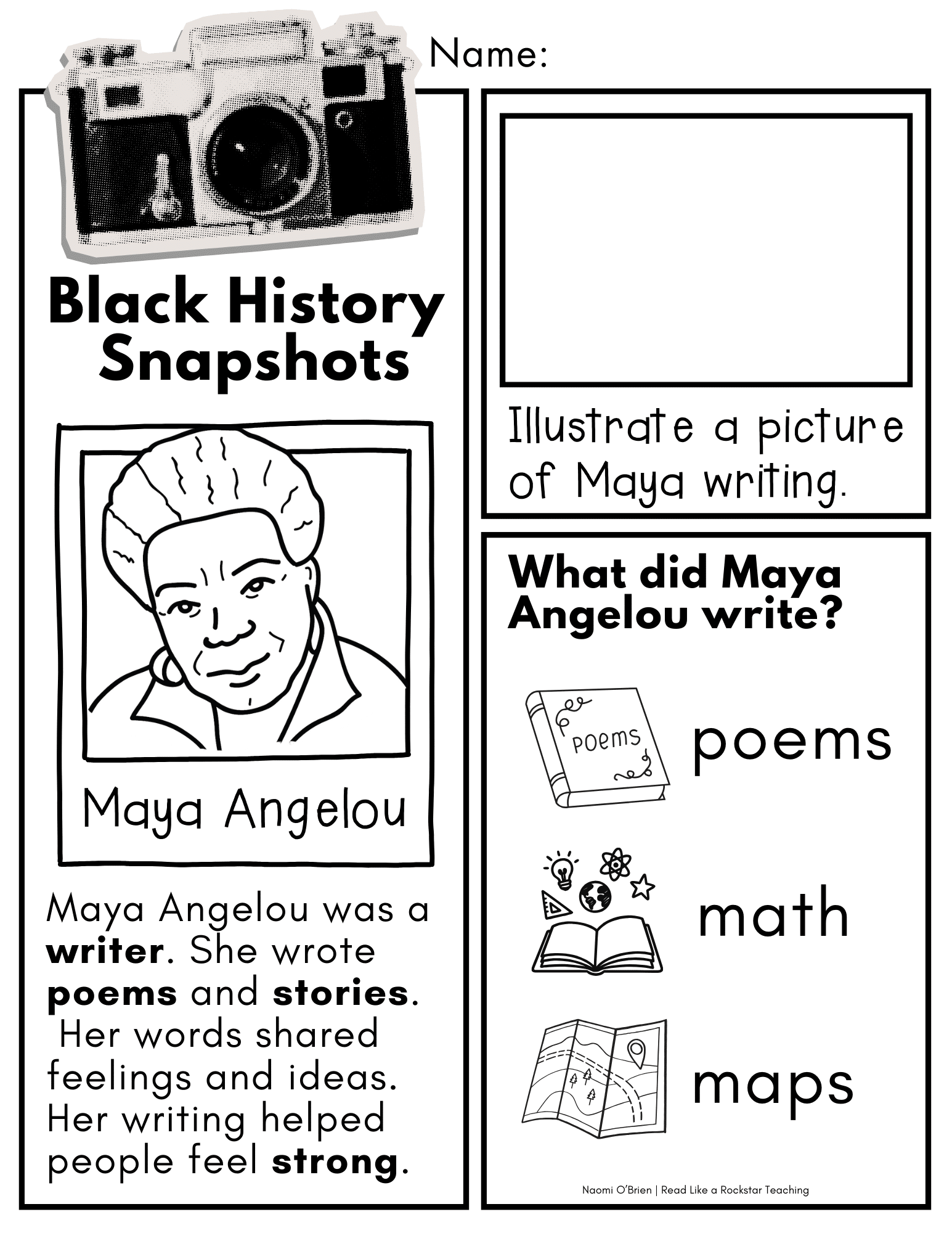 Black History Snapshots K 2 Black History Month Worksheets Naomi O Brien Read Like A Rockstar