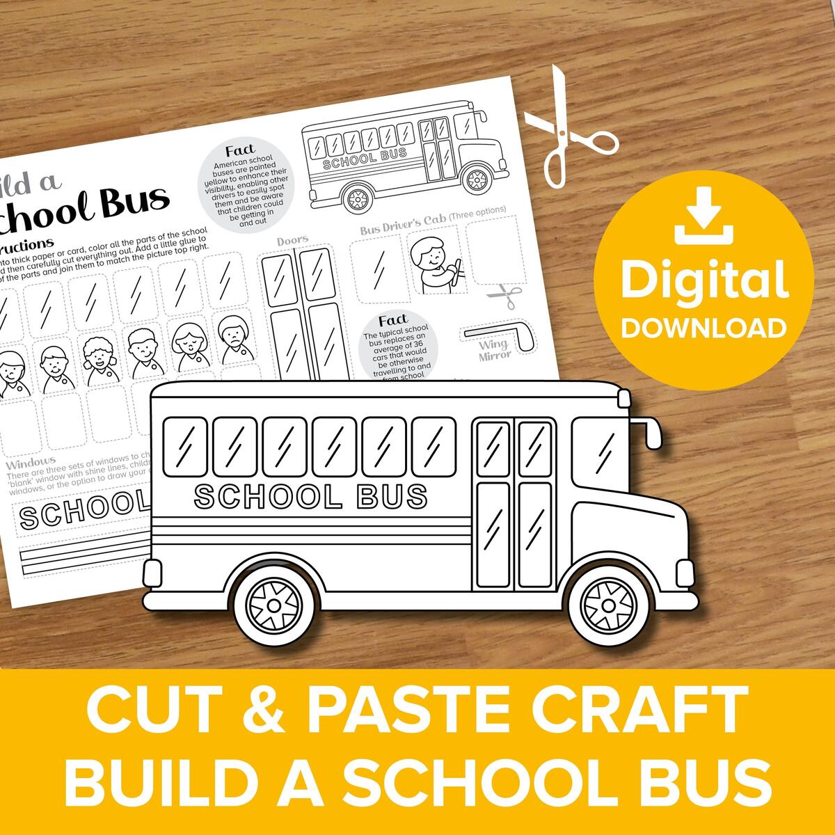 Cut Glue Paper Cartoon School Bus Stock Vector Royalty Free 1208460244 Shutterstock
