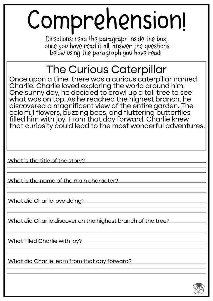 Buy 5 Printable Reading Comprehension English Worksheets ages 4 7 KG1 To Grade 2 Online In India Etsy